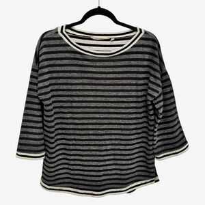 Soft Surroundings black gray striped 3/4 length sleeve sweater Size M